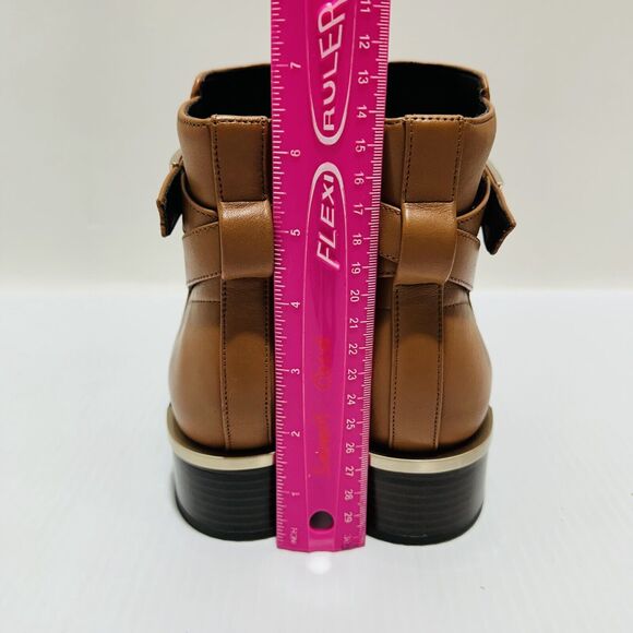 Calvin Klein Dwayne Women's US 7M Bootie Brown Leather Ankle Zip Block Heel NWOB - Picture 7 of 13
